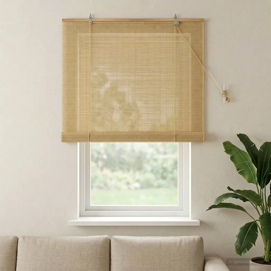 Store enrouleur Naturel 90 x 160 cm Bambou