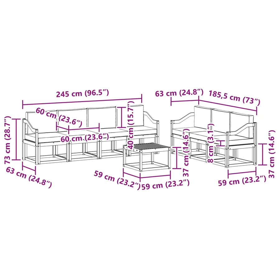 Ensemble de canapés d'extérieur 7 pcs - 7