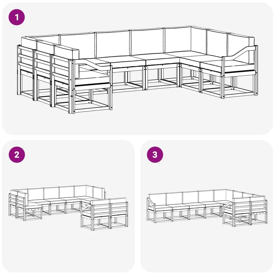 Ensemble de canapés d'extérieur 9 pcs Blanc et anthracite - 7