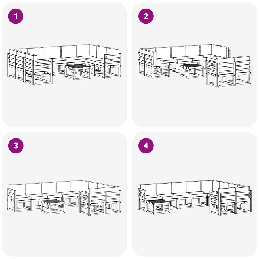 Ensemble de canapés d'extérieur 10 pcs Blanc et anthracite - 7
