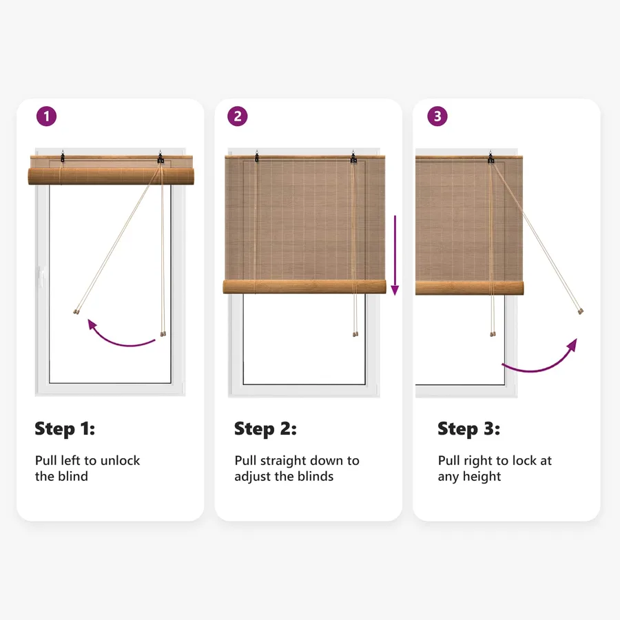 Store enrouleur Marron 40 x 220 cm Bambou - 10