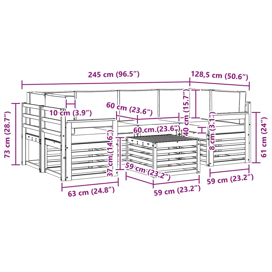 Ensemble de canapés d'extérieur 7 pcs Blanc et crème Polyester - 7