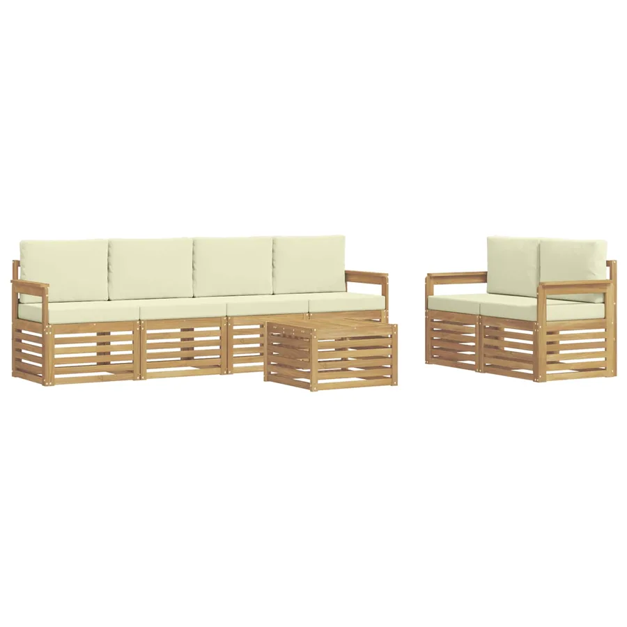 Ensemble de canapés d'extérieur 7 pcs Blanc et crème Polyester - 2