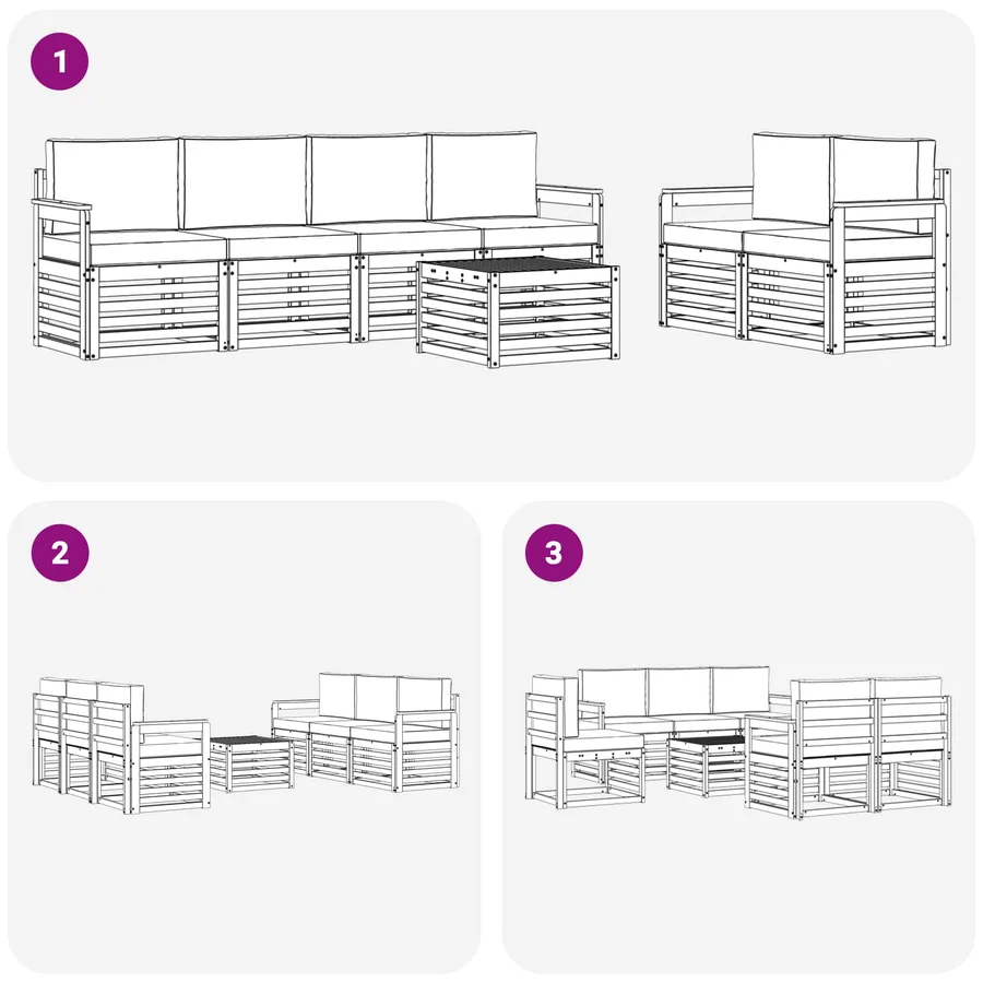 Ensemble de canapés d'extérieur 7 pcs Blanc et crème Polyester - 6