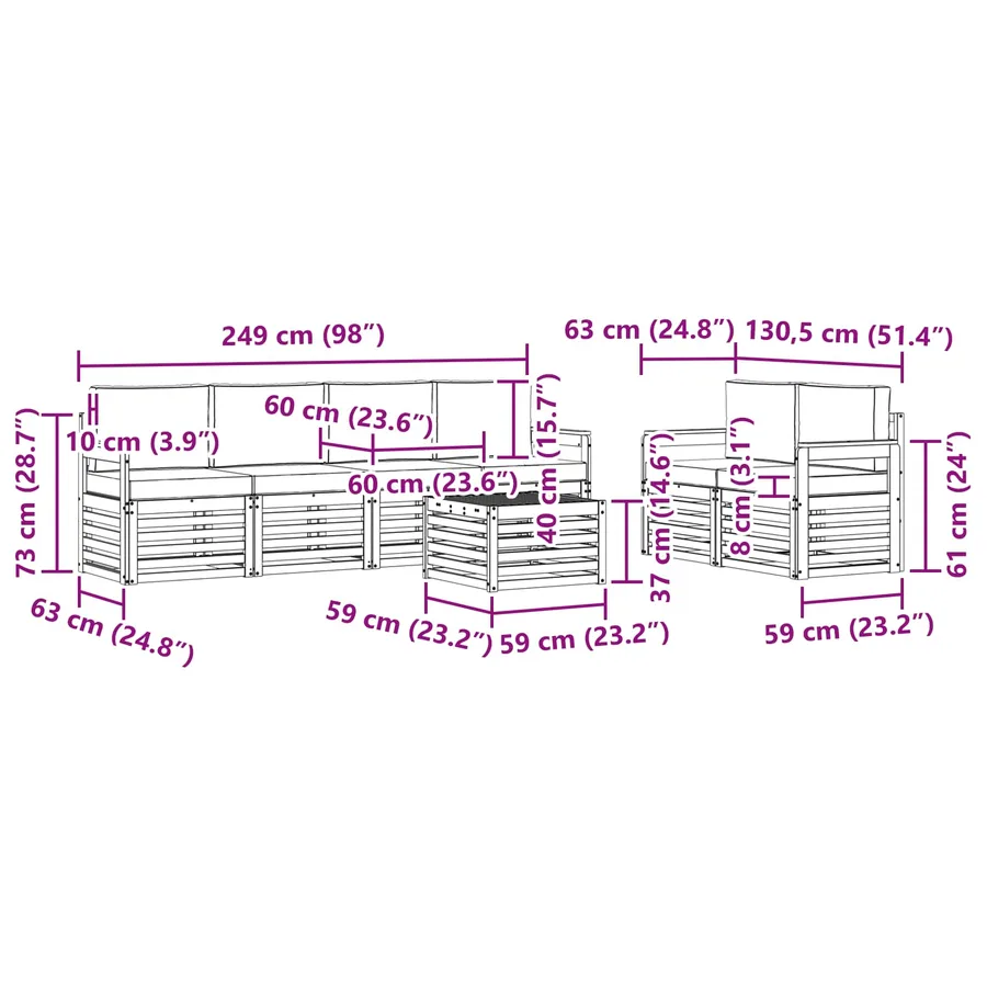 Ensemble de canapés d'extérieur 7 pcs Blanc et crème Polyester - 7