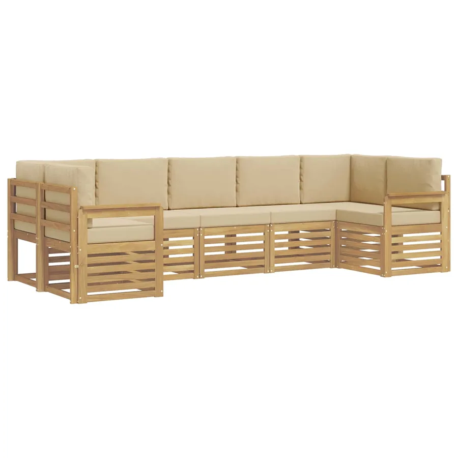 Ensemble de canapés d'extérieur 6 pcs Blanc et Beige - 2