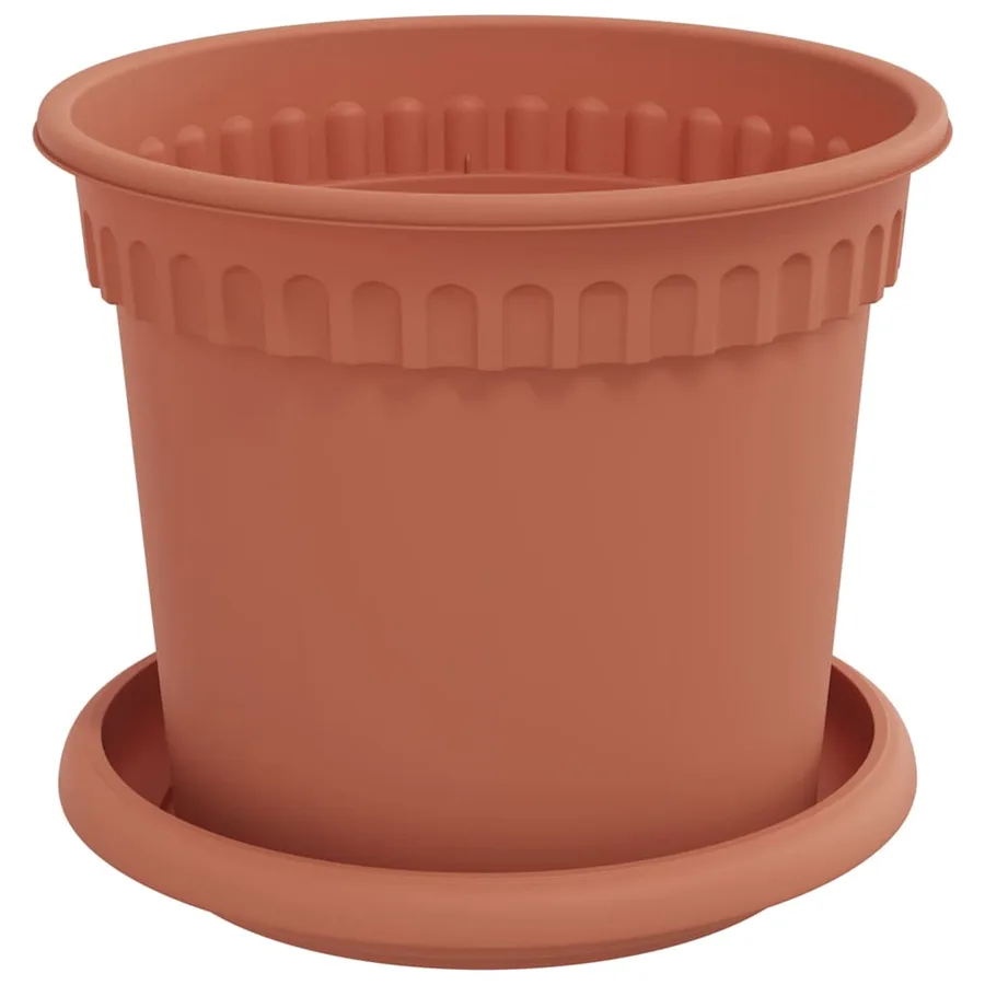 Pots de plantes 6 pcs Rouge brique Ø 15 x 12 cm Plastique - 5