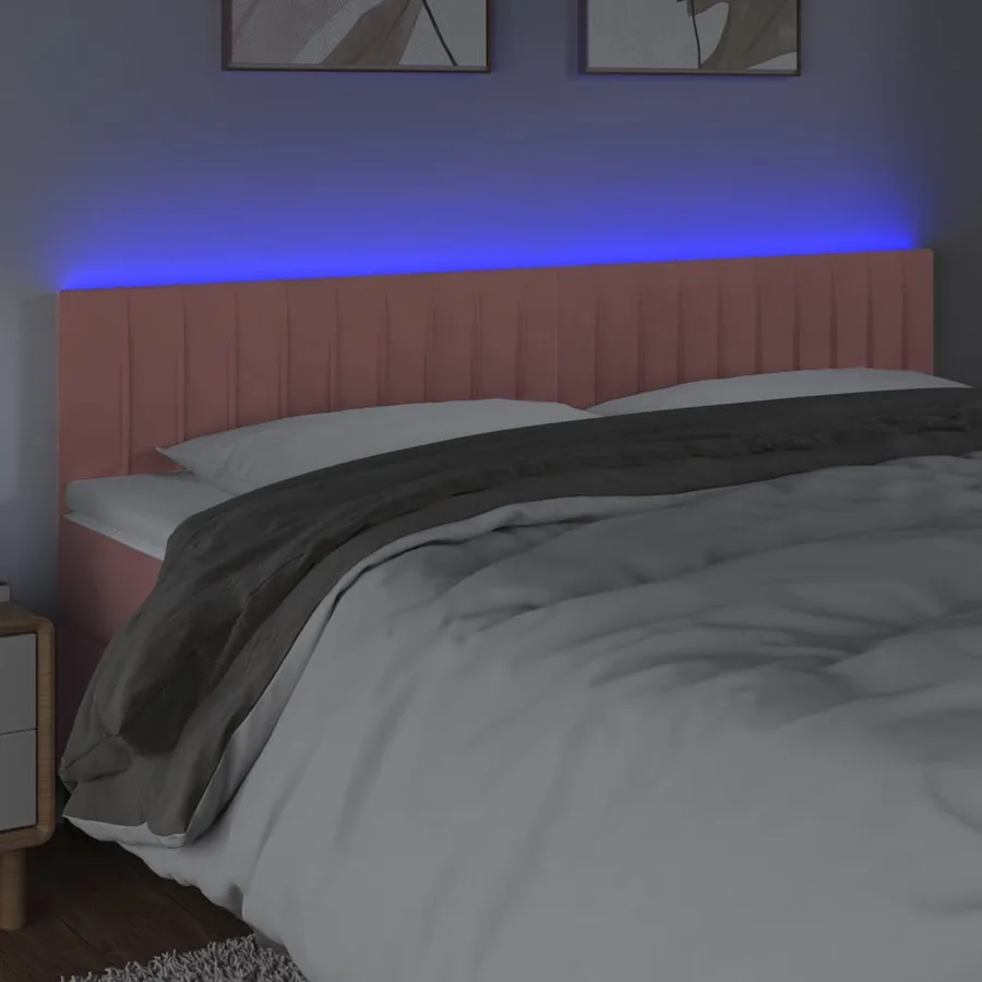 Tête de lit à LED Rose 180x5x78/88 cm Velours - 3