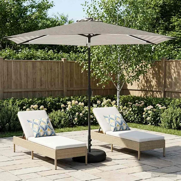 Parasol de jardin avec lumières LED et base 300 x 300 cm