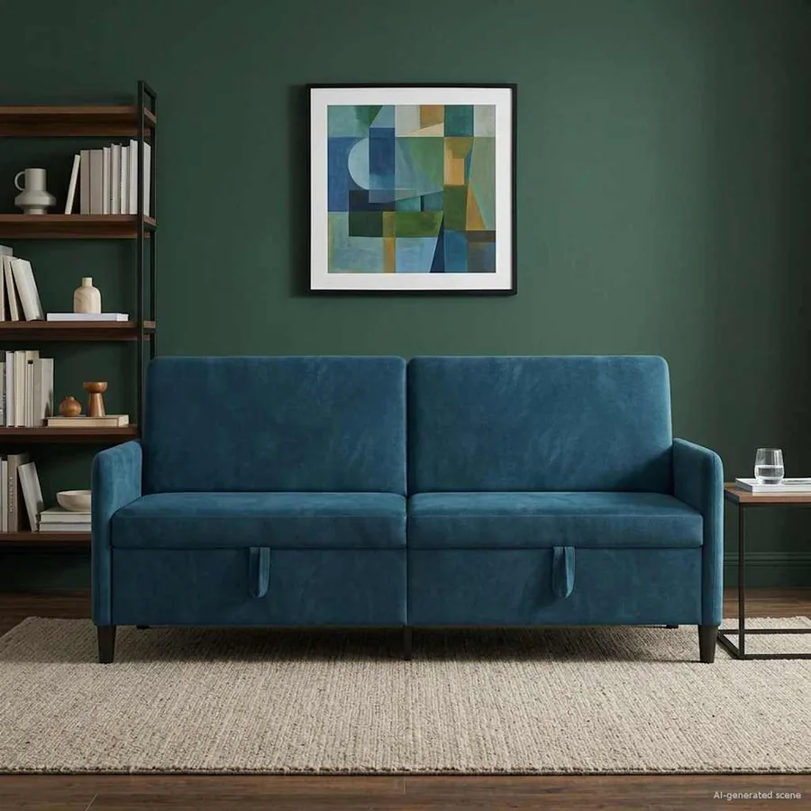 Sofa avec rangement Bleu 192 x 78 x 87 cm Polyester