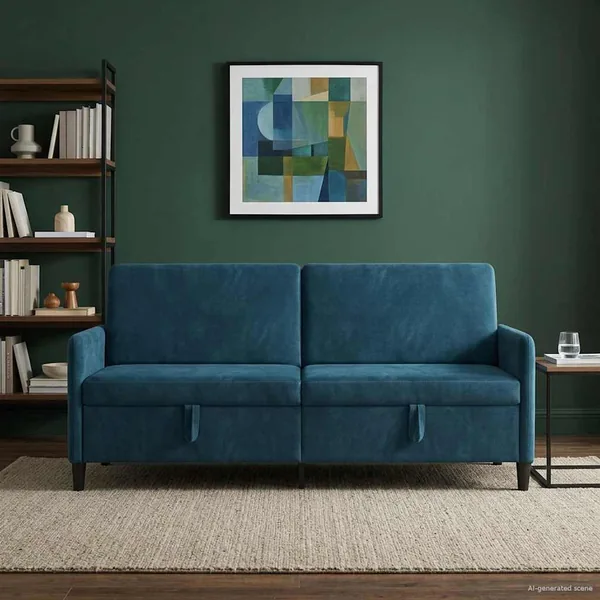 Sofa avec rangement Bleu 192 x 78 x 87 cm Polyester