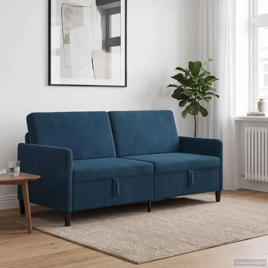 Sofa avec rangement Bleu 192 x 78 x 87 cm Polyester - 3