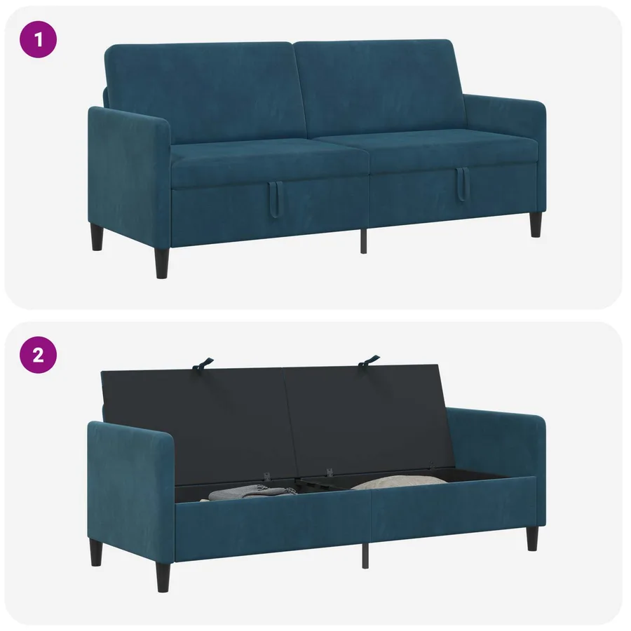 Sofa avec rangement Bleu 192 x 78 x 87 cm Polyester - 6