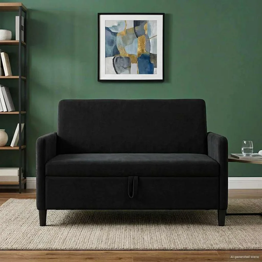 Sofa avec rangement Noir 122 x 78 x 87 cm Polyester