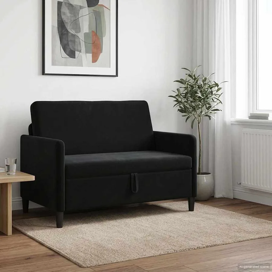 Sofa avec rangement Noir 122 x 78 x 87 cm Polyester - 3