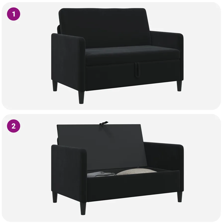 Sofa avec rangement Noir 122 x 78 x 87 cm Polyester - 6