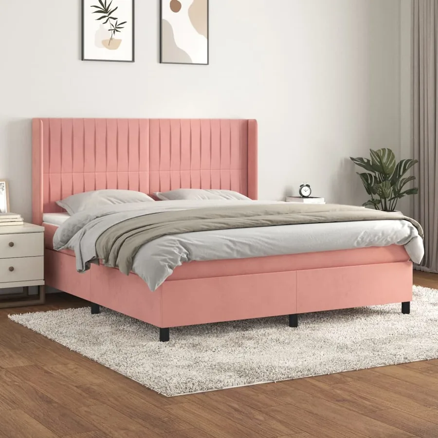 Sommier à lattes de lit avec matelas Rose 180x200 cm Velours