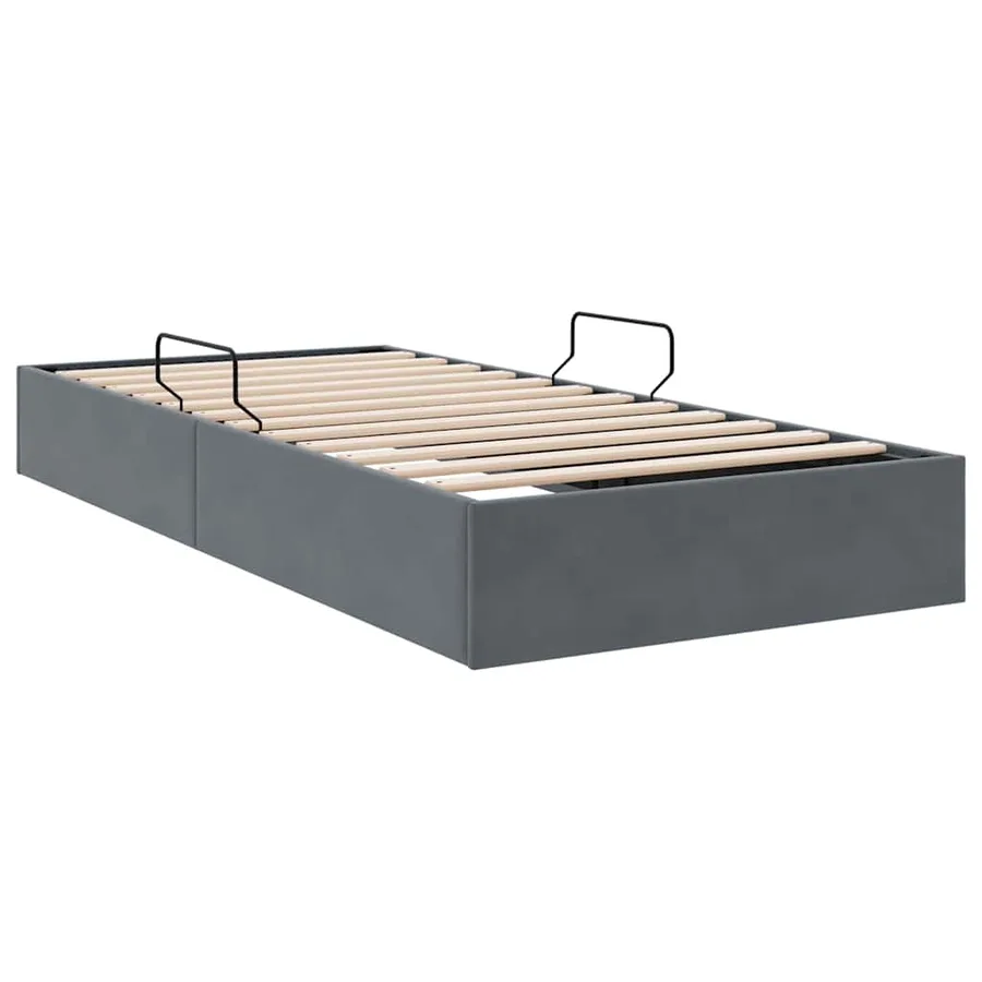 Lit de Rangement avec stockage Gris foncé 100 x 203 cm Velours - 5