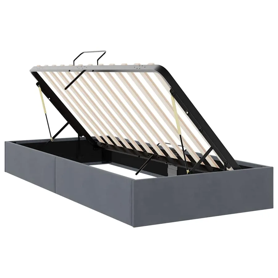 Lit de Rangement avec stockage Gris foncé 100 x 203 cm Velours - 6
