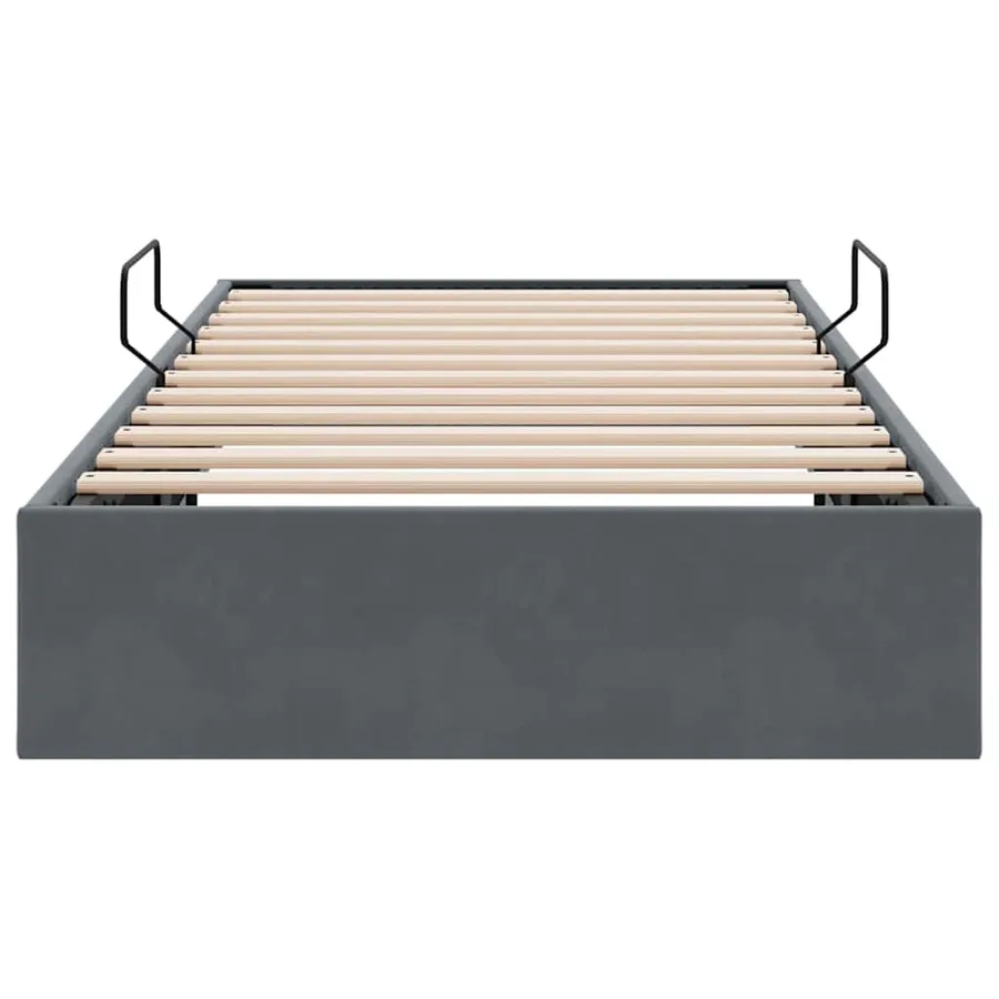 Lit de Rangement avec stockage Gris foncé 100 x 203 cm Velours - 7
