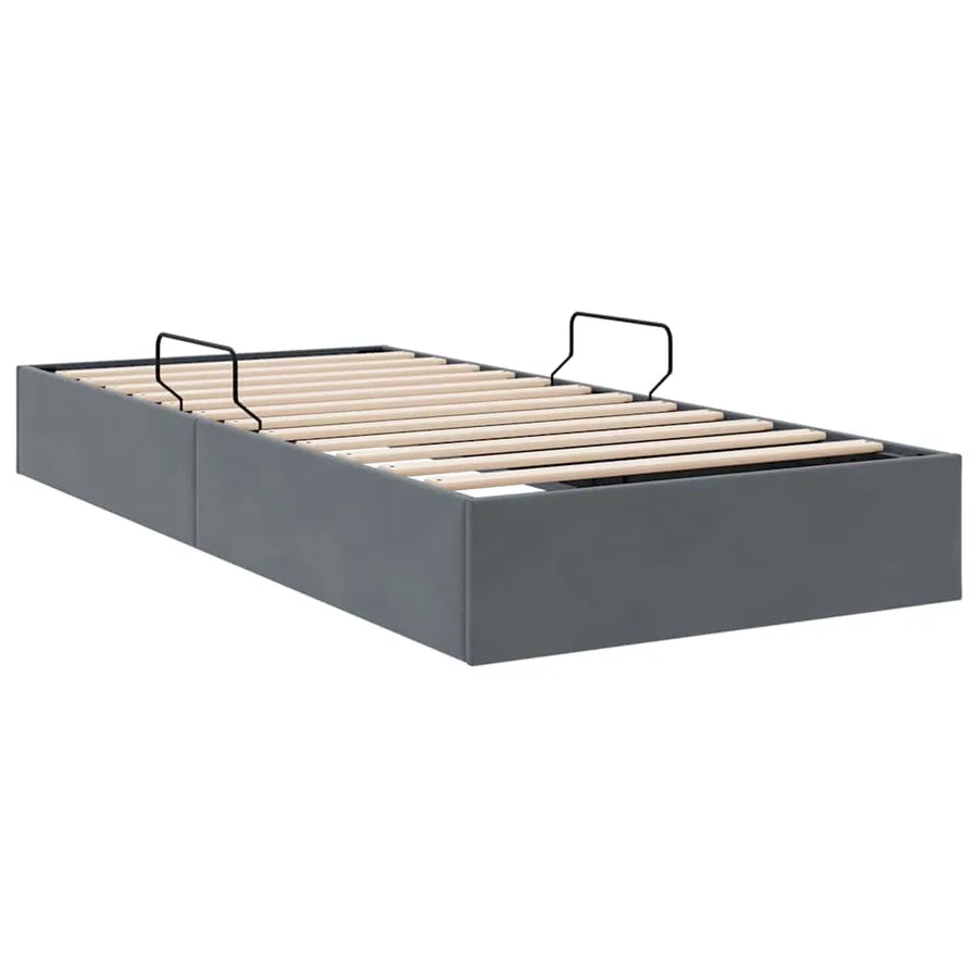 Lit de Rangement avec stockage Gris foncé 100 x 203 cm Velours - 9