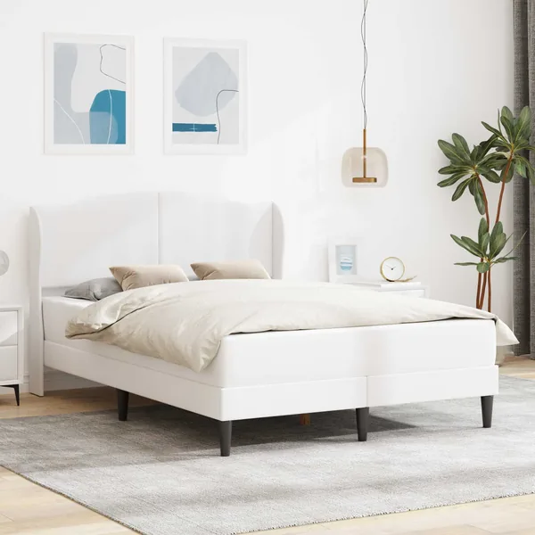 Cadre de lit avec tête de lit Blanc 140 x 190 cm Simili cuir