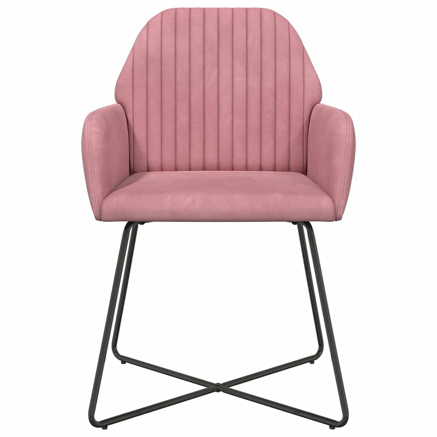 Chaises de salle à manger 2 pcs Velours Rose 55 x 50 x 84 cm - 3