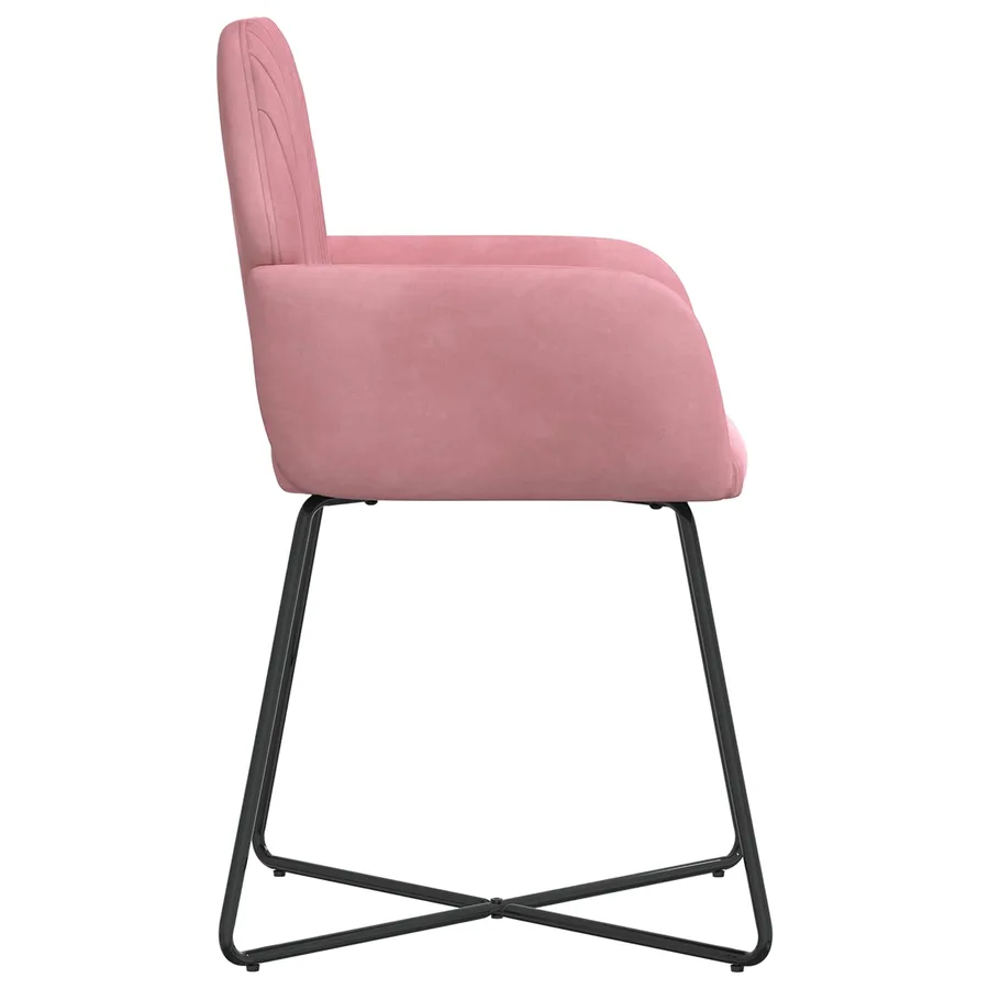 Chaises de salle à manger 2 pcs Velours Rose 55 x 50 x 84 cm - 4