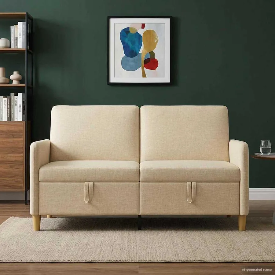 Sofa avec rangement Crème 152 x 78 x 87 cm Polyester