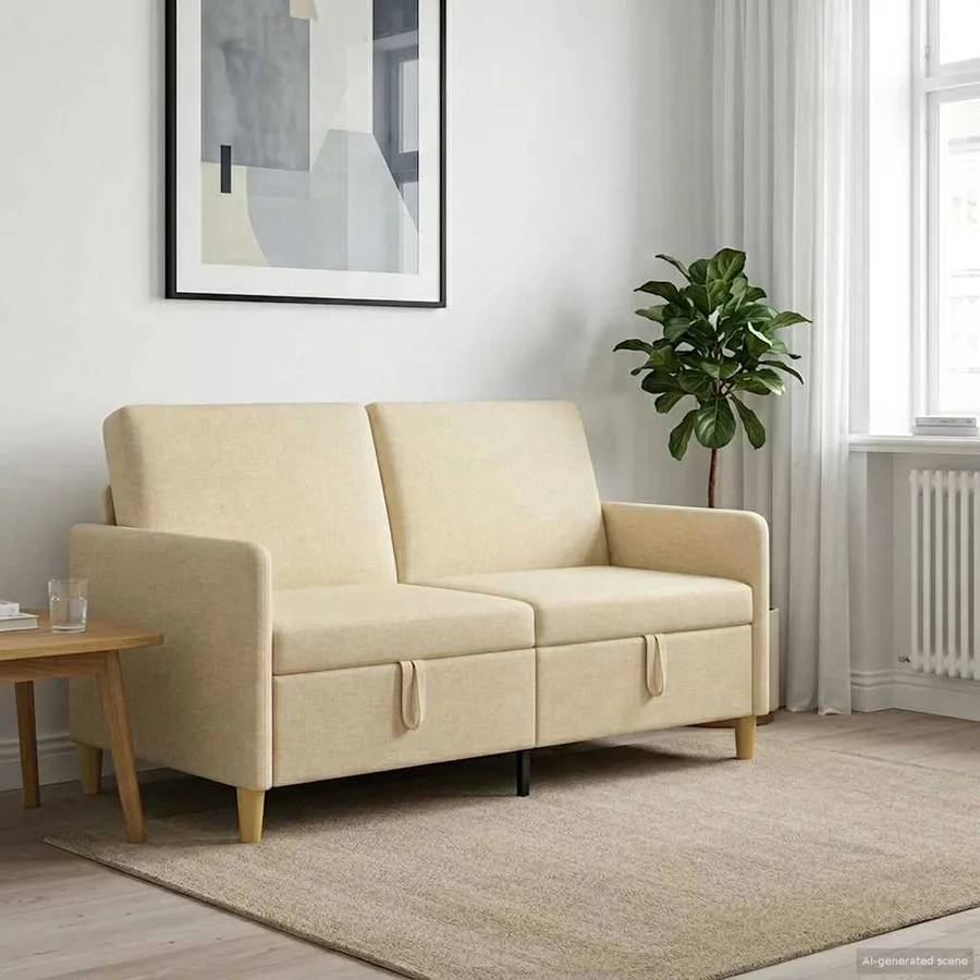 Sofa avec rangement Crème 152 x 78 x 87 cm Polyester - 3