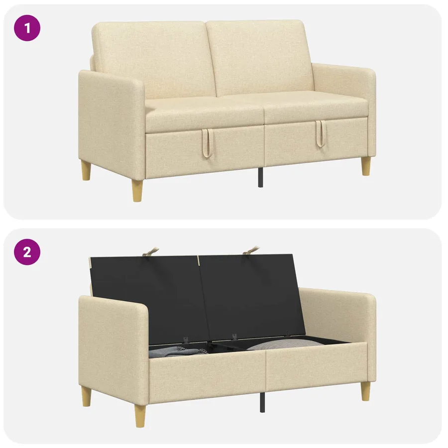 Sofa avec rangement Crème 152 x 78 x 87 cm Polyester - 6
