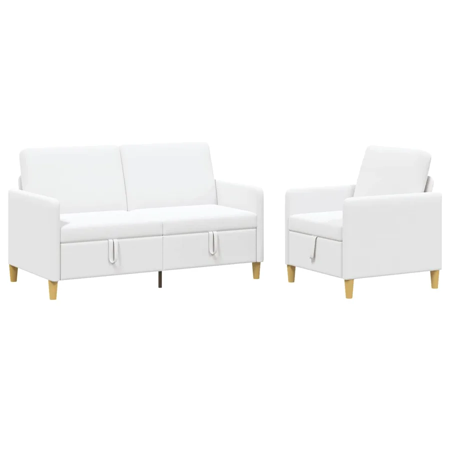 Canapé avec rangement 2 pcs Blanc Polyester - 2