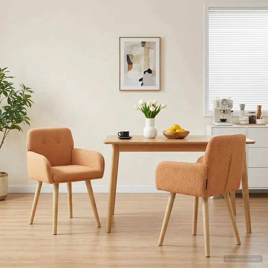 Chaises de salle à manger 2 pcs Bouclé Beige 59 x 57 x 85 cm