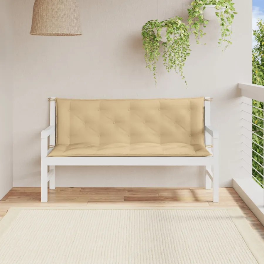 Coussins de banc de jardin lot de 2 beige mélangé tissu - 3