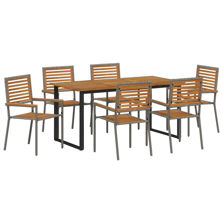 Ensemble de salle à manger pour jardin 7 pcs Gris - 2