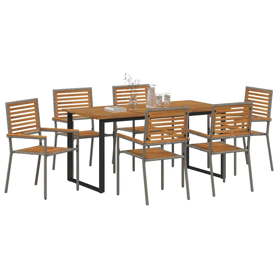 Ensemble de salle à manger pour jardin 7 pcs Gris - 3