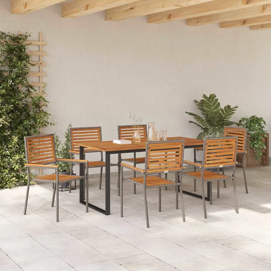Ensemble de salle à manger pour jardin 7 pcs Gris - 4