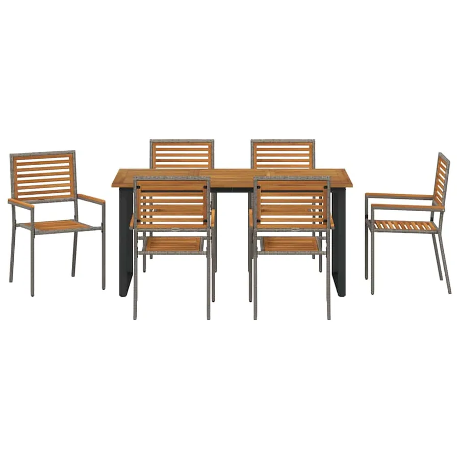 Ensemble de salle à manger pour jardin 7 pcs Gris - 7