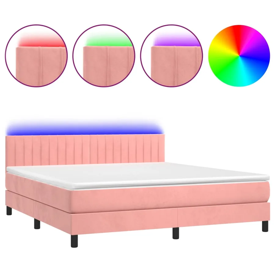 Sommier à lattes de lit avec matelas et LED Rose 180x200 cm - 2