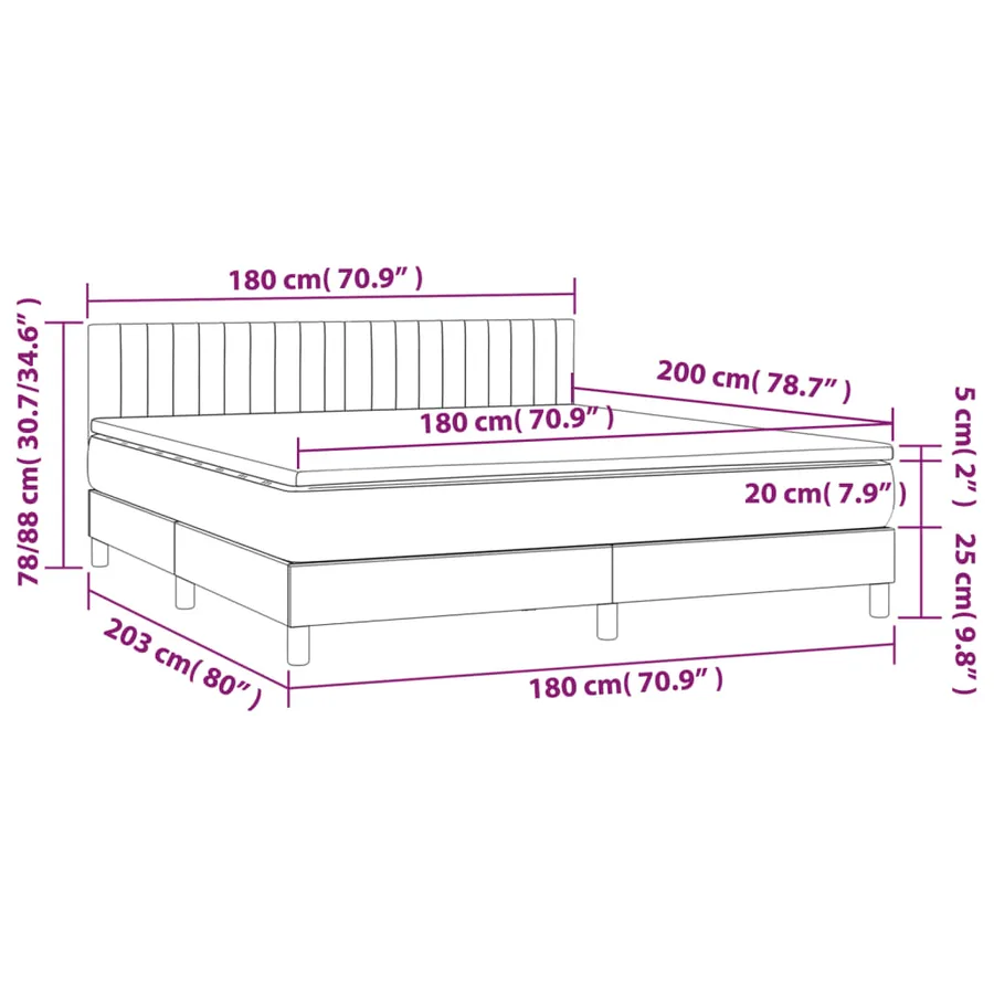 Sommier à lattes de lit avec matelas et LED Rose 180x200 cm - 8
