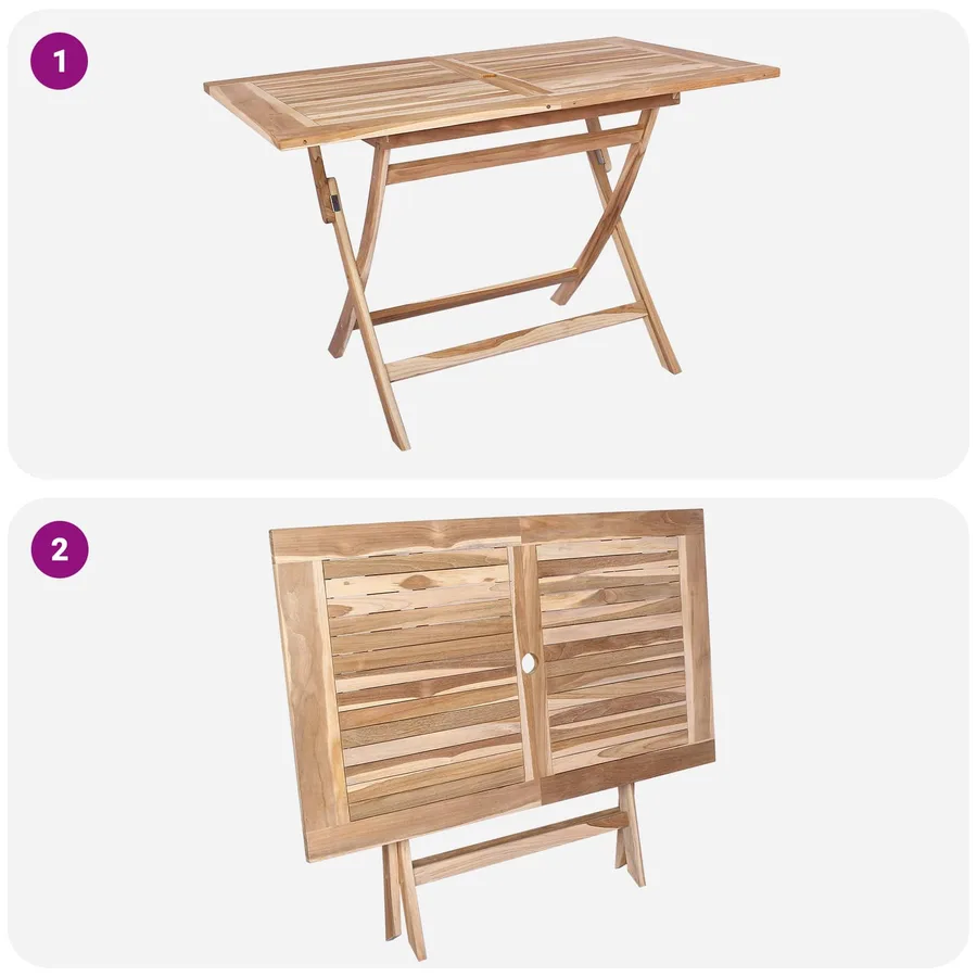 Table de jardin pliante Naturel 120 x 70 x 75,5 cm - 8