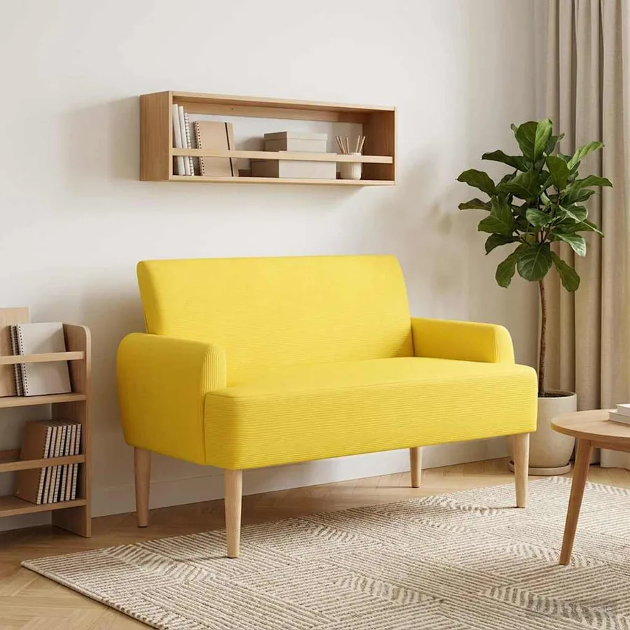 Canapé love seat avec capitonnage en boutons Jaune clair