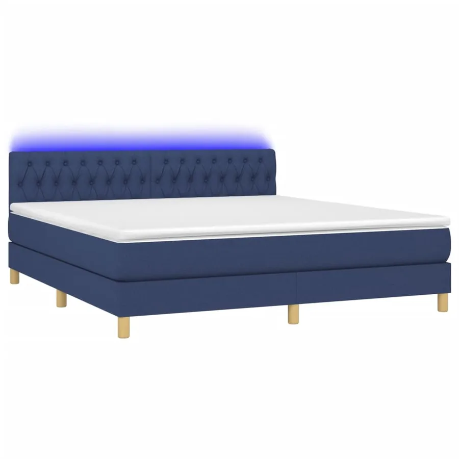 Sommier à lattes de lit avec matelas LED Bleu 160x200 cm Tissu - 3