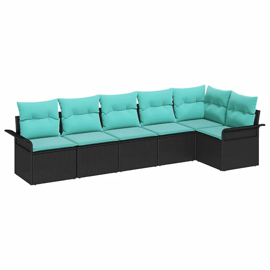 Ensemble de canapé de jardin avec coussin 6 pcs Noir polyrotin - 2