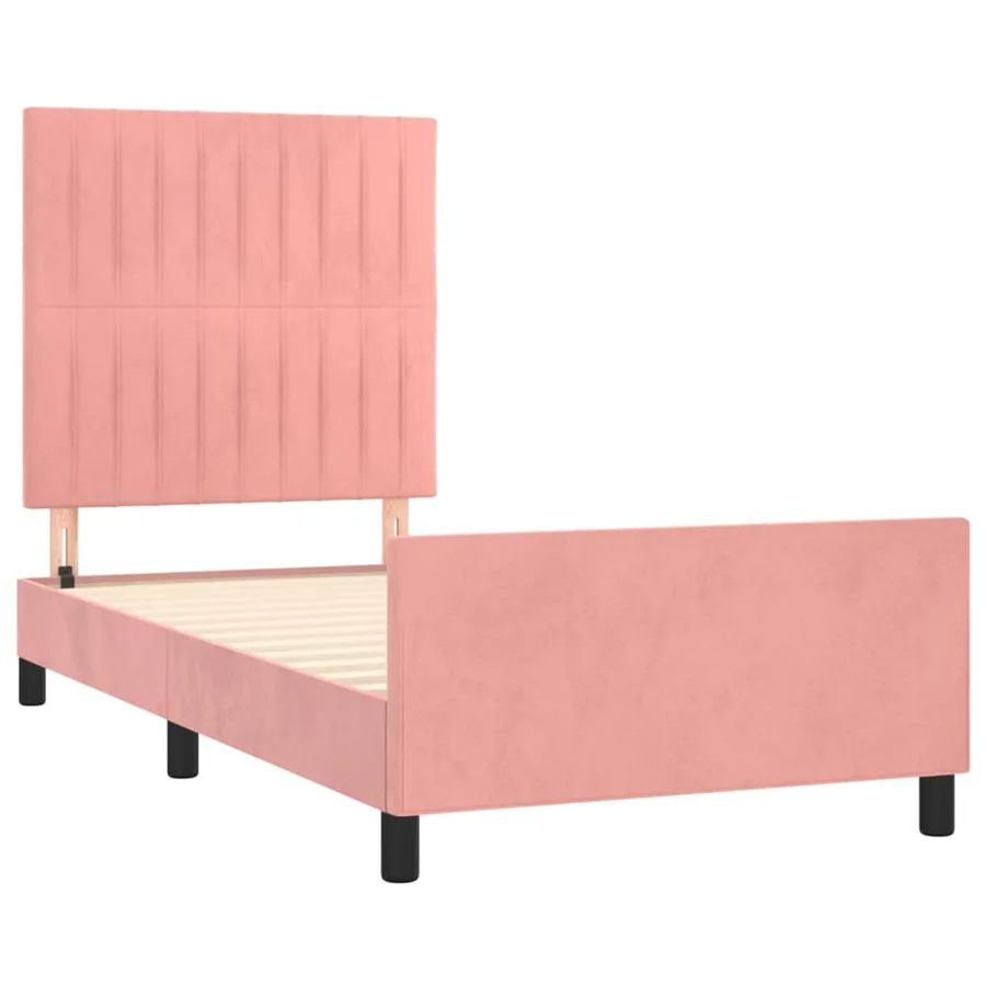Cadre de lit sans matelas rose 90x200 cm velours - 4