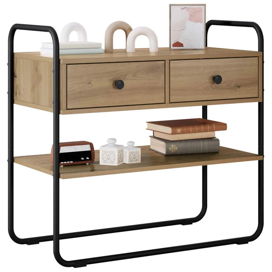 Table console Chêne artisanal 100 x 40 x 75 cm - 3
