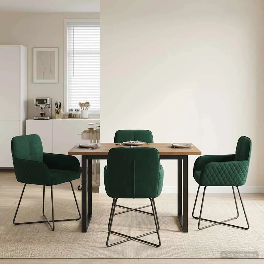 Chaises de salle à manger 4 pcs Velours Vert foncé