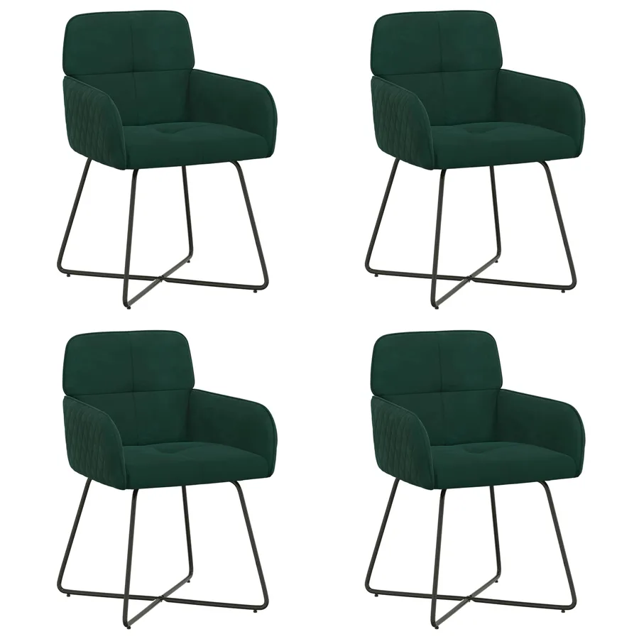 Chaises de salle à manger 4 pcs Velours Vert foncé - 2