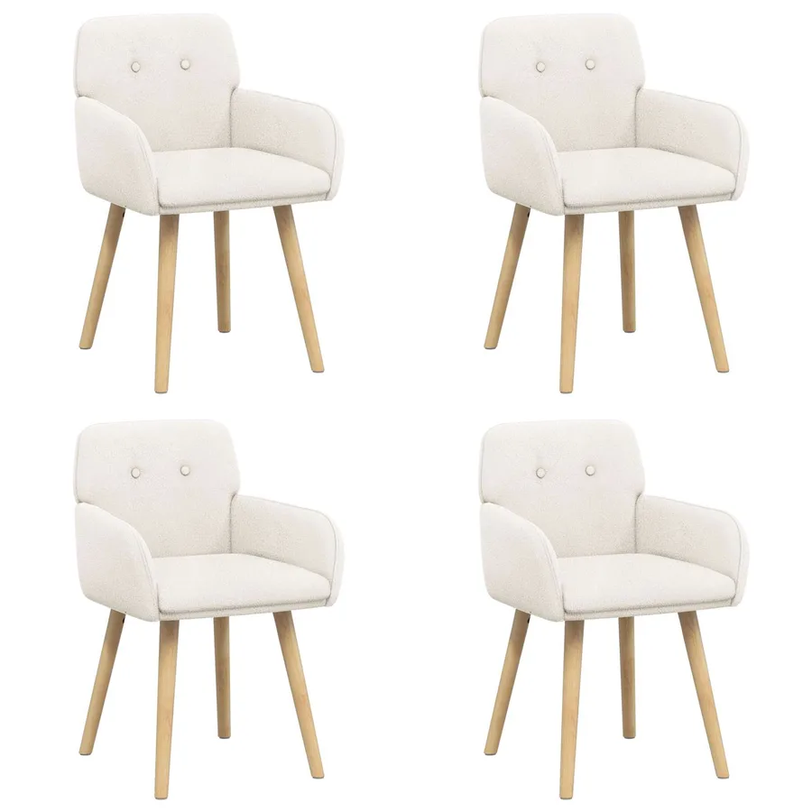 Chaises de salle à manger 4 pcs Bouclé Crème 59 x 57 x 85 cm - 2