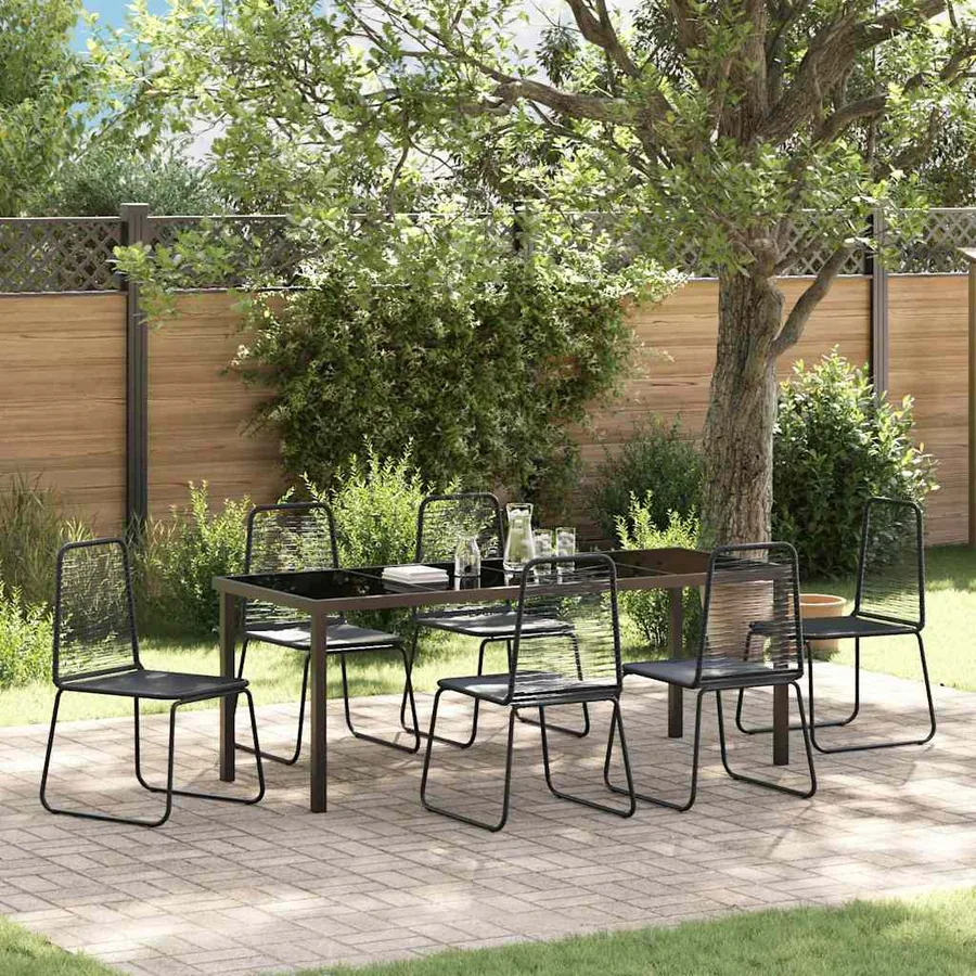 Ensemble de salle à manger pour jardin 7 pcs Noir